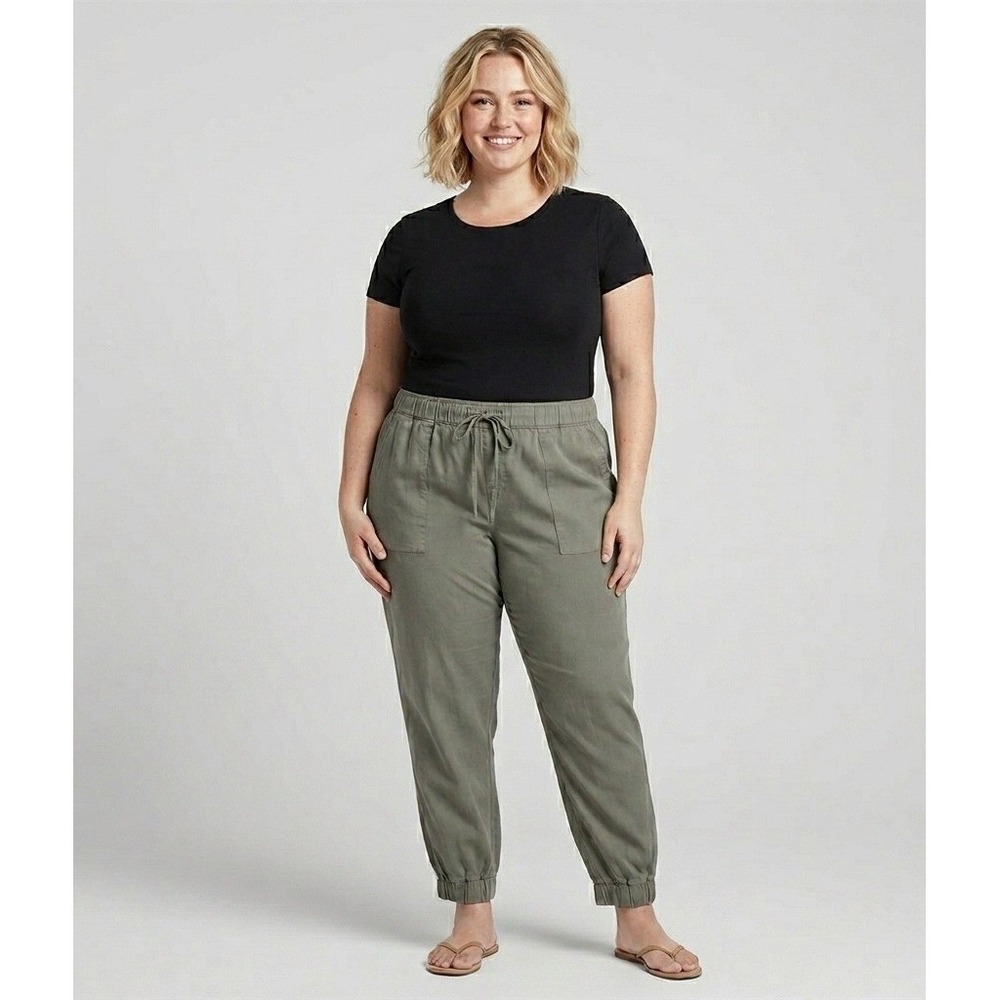 Buffalo David Bitton Soft Tencel Pull-On Joggers Tea Leaf Green Womens 2XL NWT